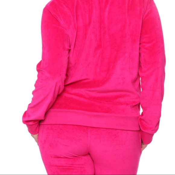 Plus Velour 2 Piece Warm-up Set Fuchsia PS2828-03 - Picture 7 of 8